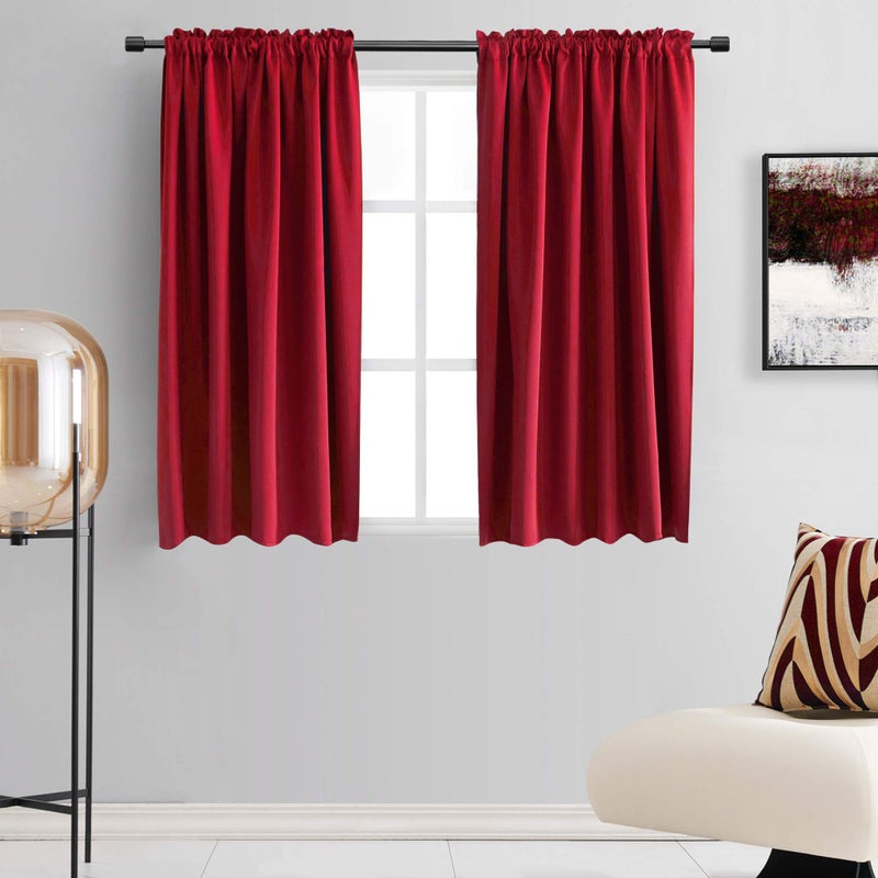 DONREN Red Blackout Curtains Thermal Insulated Room Darkening Rod Pocket Curtains for Dining Room (42 by 54 Inch,2 Panels) - Image 1
